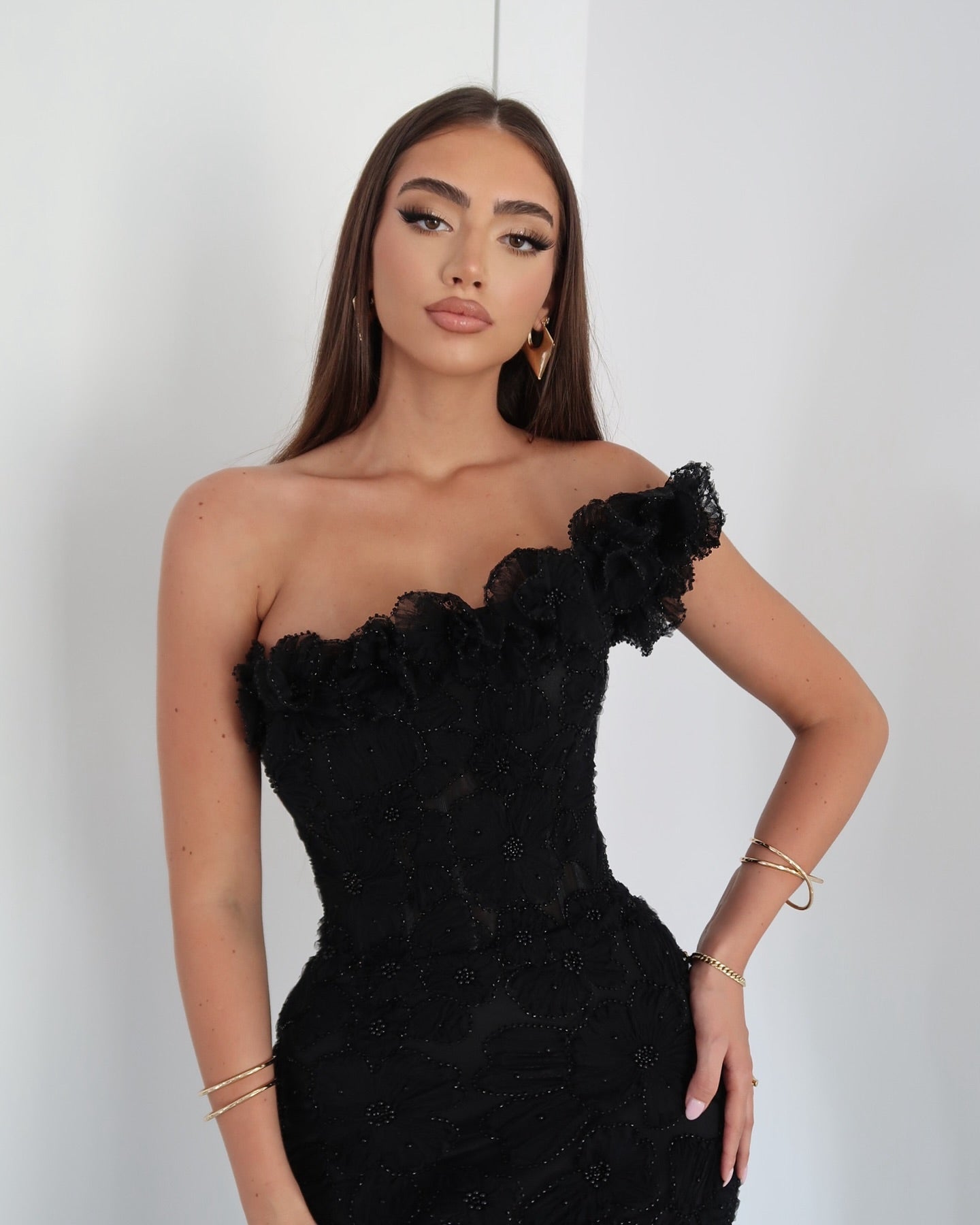 Sexy Solid Color Elegant Shoulder Sleeveless Waist Slimming Dress
