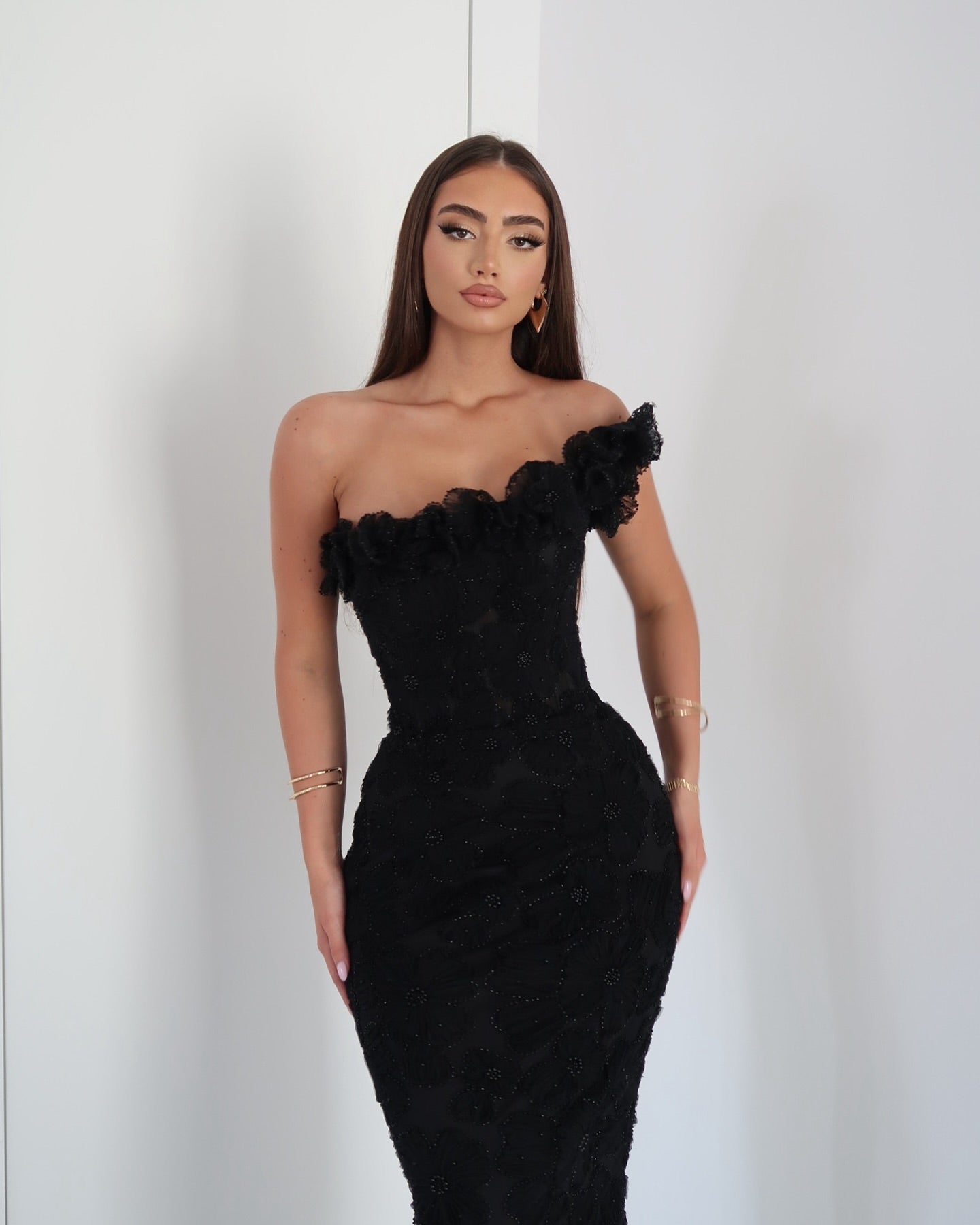 Sexy Solid Color Elegant Shoulder Sleeveless Waist Slimming Dress