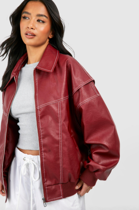 Magdalena | Elegancka skórzana kurtka oversize